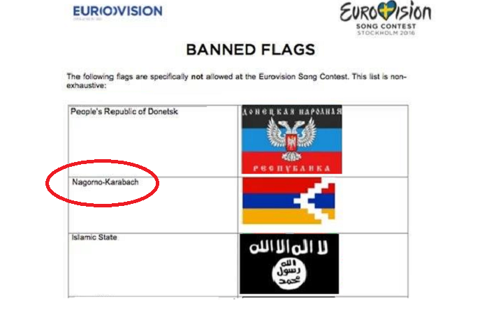 Eurovisión publica una serie de banderas «especificamente no permitidas»